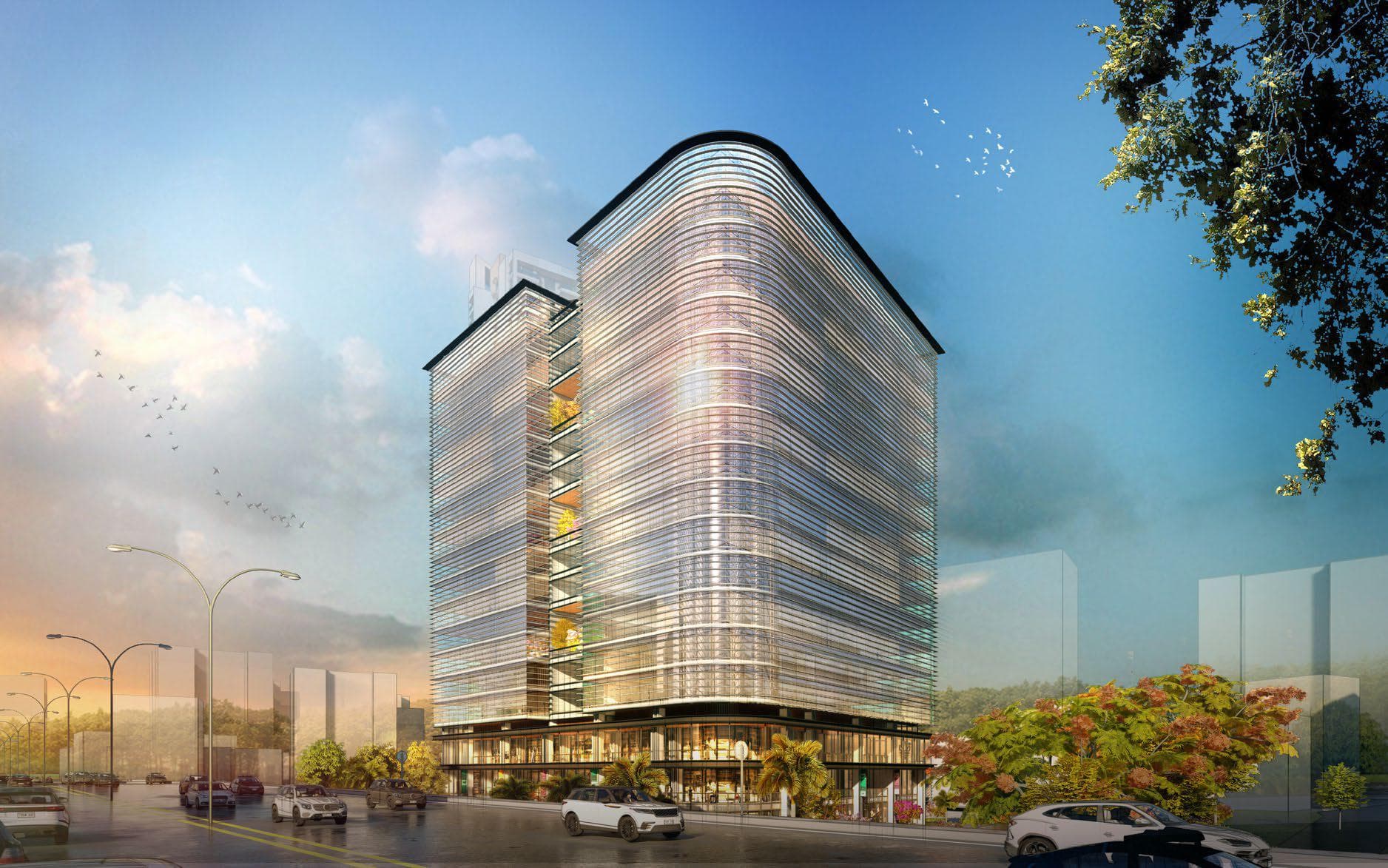 A stunning wide shot of a modern city skyline at dusk, representing commercial real estate.